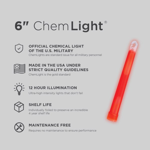 6" RED CHEMLIGHT 12 HR LIGHTSTICKS [PACK OF 10]