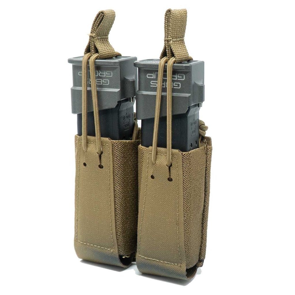 DOUBLE PISTOL MAGAZINE POUCH - BUNGEE RETENTION