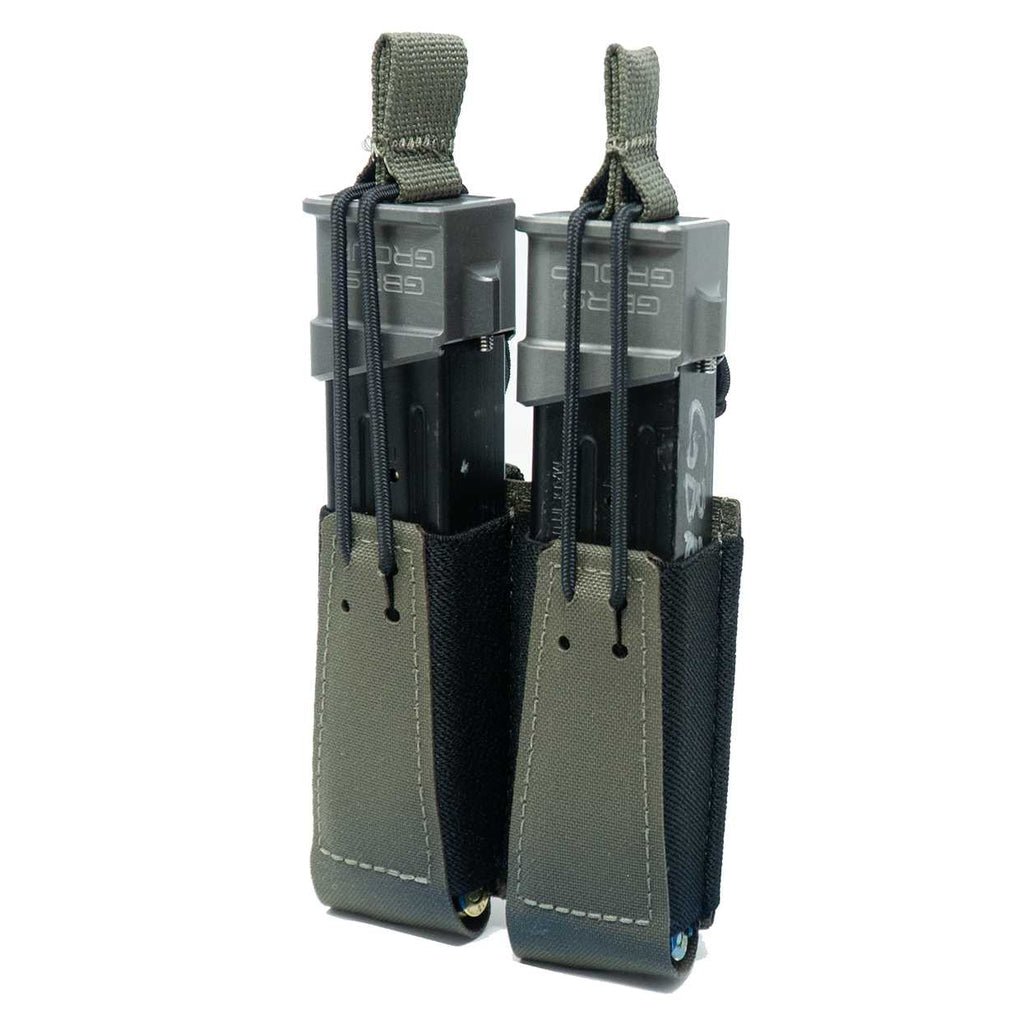 DOUBLE PISTOL MAGAZINE POUCH - BUNGEE RETENTION