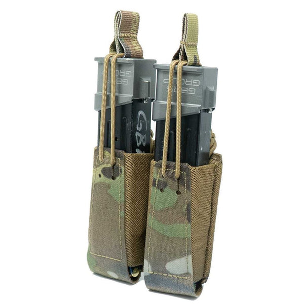 DOUBLE PISTOL MAGAZINE POUCH - BUNGEE RETENTION