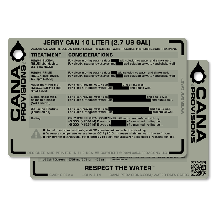 SINGLE WATER DATA CARD (4"x6")