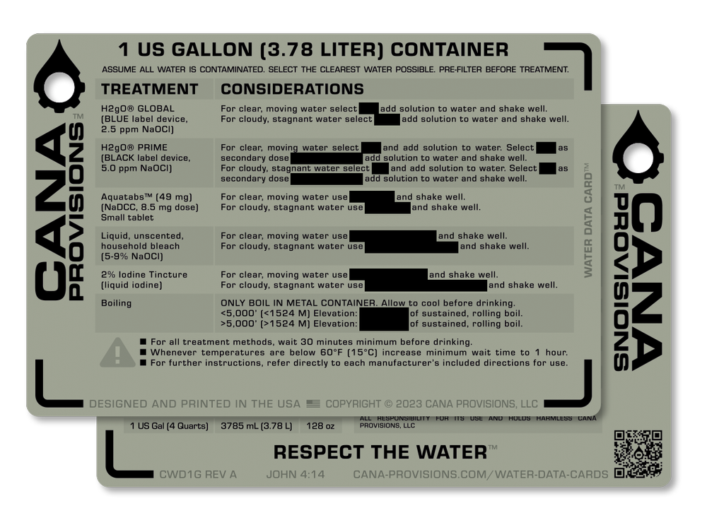 SINGLE WATER DATA CARD (4"x6")
