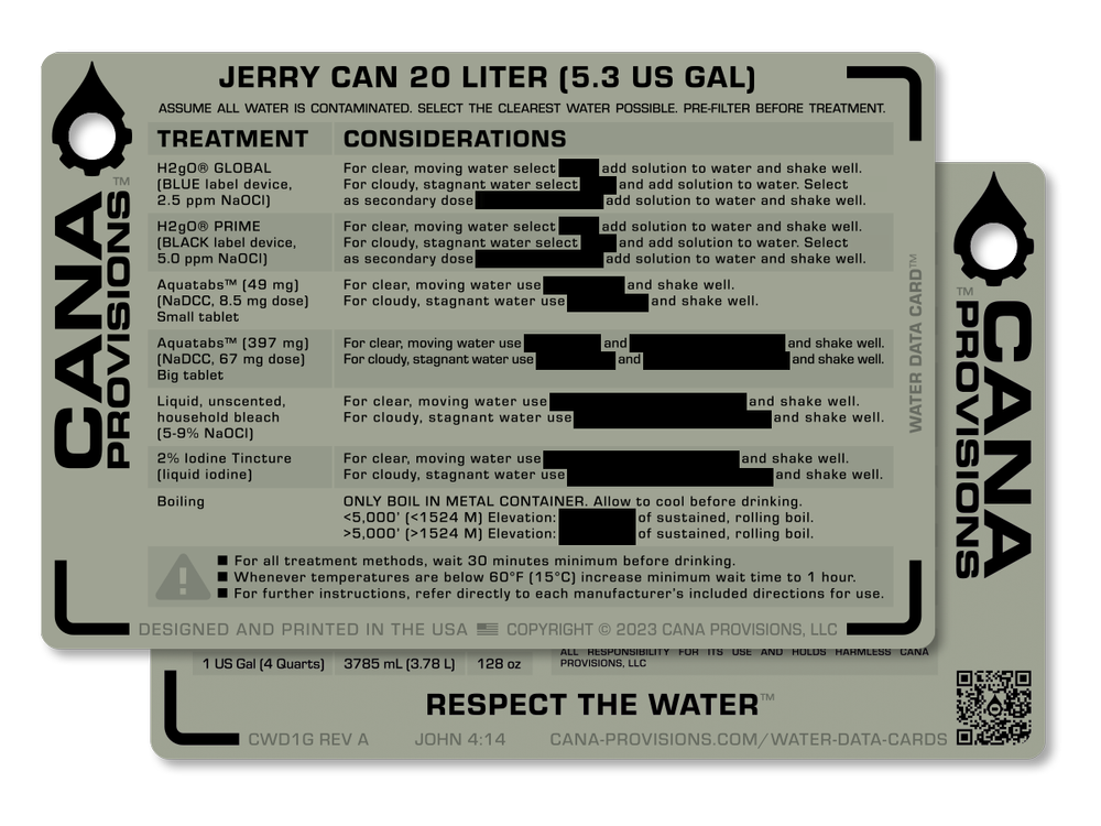 SINGLE WATER DATA CARD (4"x6")