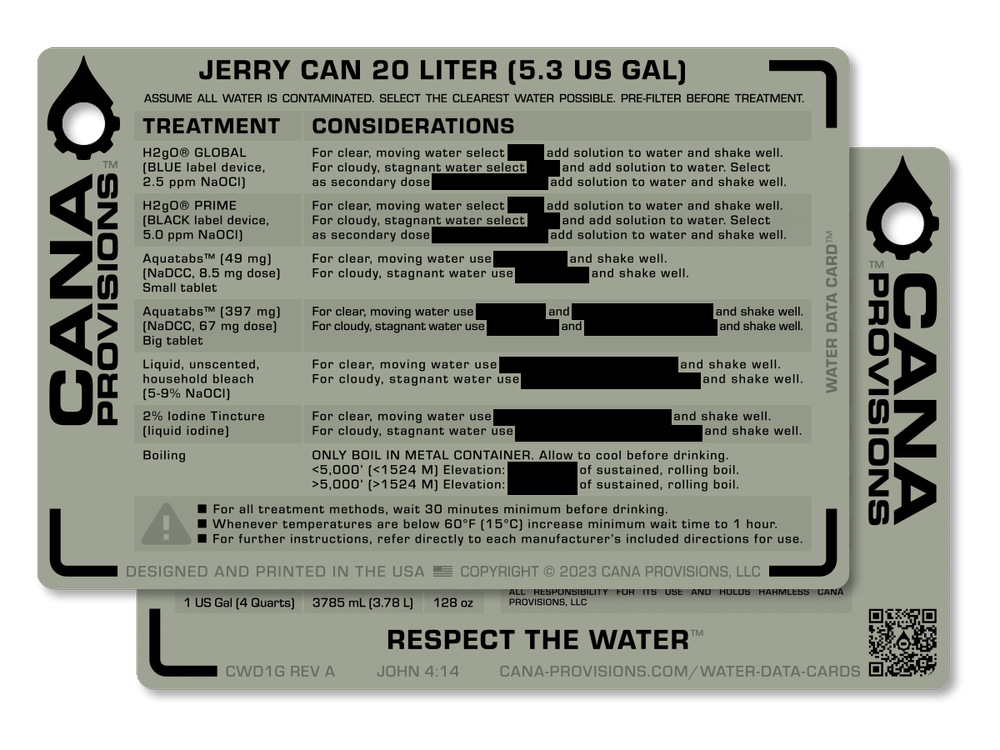 SINGLE WATER DATA CARD (4"x6")