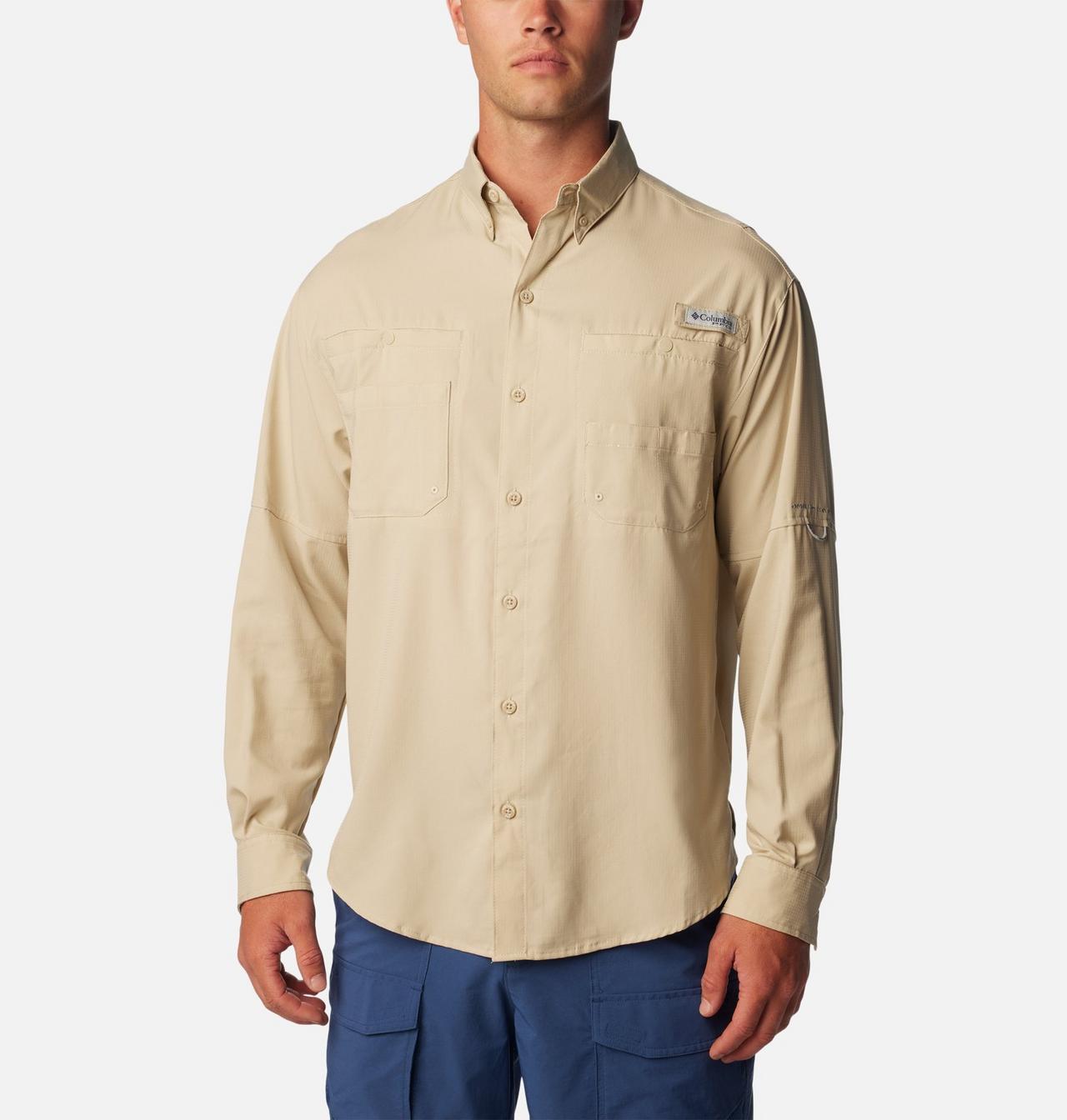 COLUMBIA MEN'S TAMIAMI II LONG SLEEVE SHIRT, FOSSIL, XX-LARGE