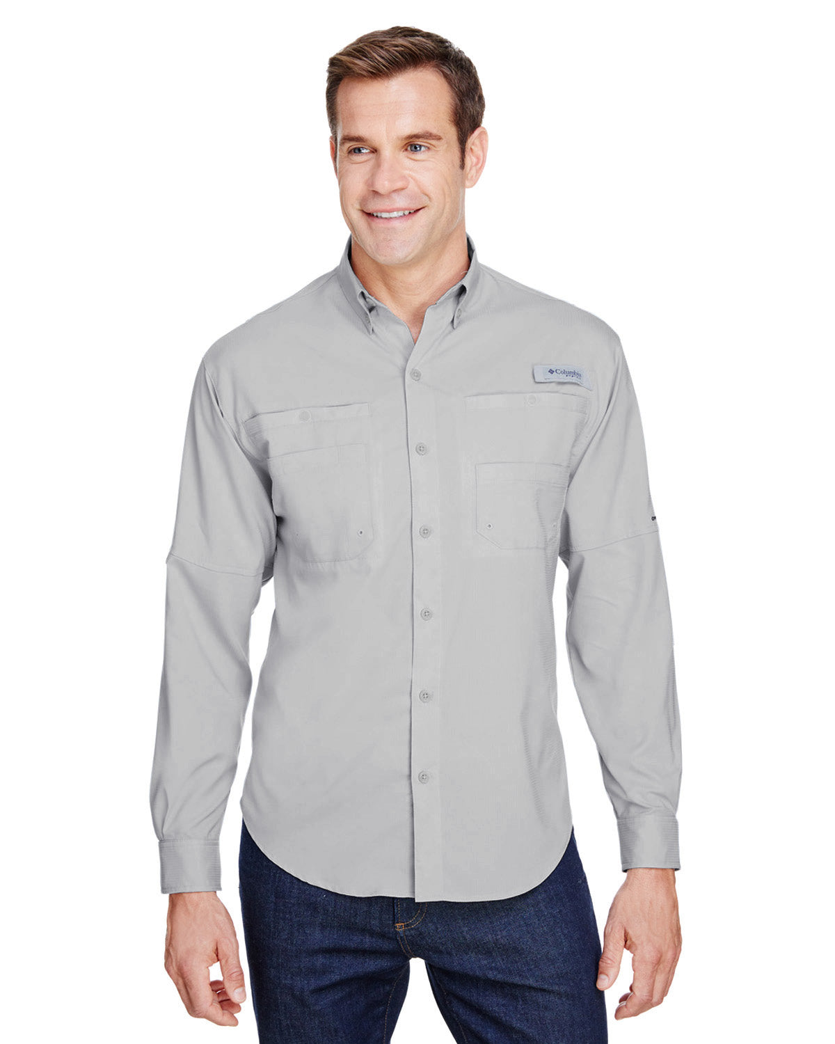 COLUMBIA MEN'S TAMIAMI II LONG SLEEVE SHIRT, SOFT GREY, XX-LARGE
