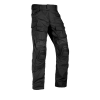 A pair of Crye G3 Combat Pants in  black pattern, designed for military and outdoor use with multiple pockets and reinforced areas.
