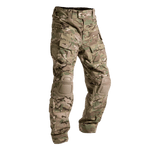 A pair of Crye G3 Combat Pants in Multicam camouflage pattern, designed for military and outdoor use with multiple pockets and reinforced areas.