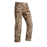 A pair of Crye G3 Combat Pants in Multicam Arid  camouflage pattern, designed for military and outdoor use with multiple pockets and reinforced areas.