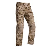 A pair of Crye G3 Combat Pants in Multicam Arid  camouflage pattern, designed for military and outdoor use with multiple pockets and reinforced areas.