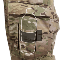 A pair of Crye G3 Combat Pants in Multicam camouflage pattern, designed for military and outdoor use with multiple pockets and reinforced areas.