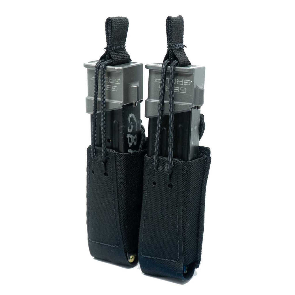 DOUBLE PISTOL MAGAZINE POUCH - BUNGEE RETENTION