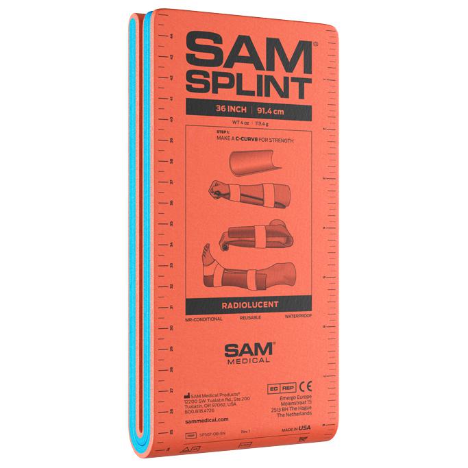 SAM SPLINT 36 INCH ORANGE / BLUE FLAT FOLD CS/60, EA