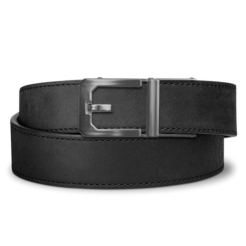 X3 GUNMETAL BUCKLE - LEATHER GUN BELT