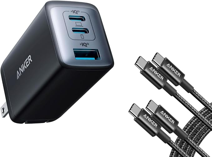 ANKER USB-C CHARGER NANO II 65W MULTIPLE DEVICES W/ ANKER USB-C CABLE FOR FAST CHARGING