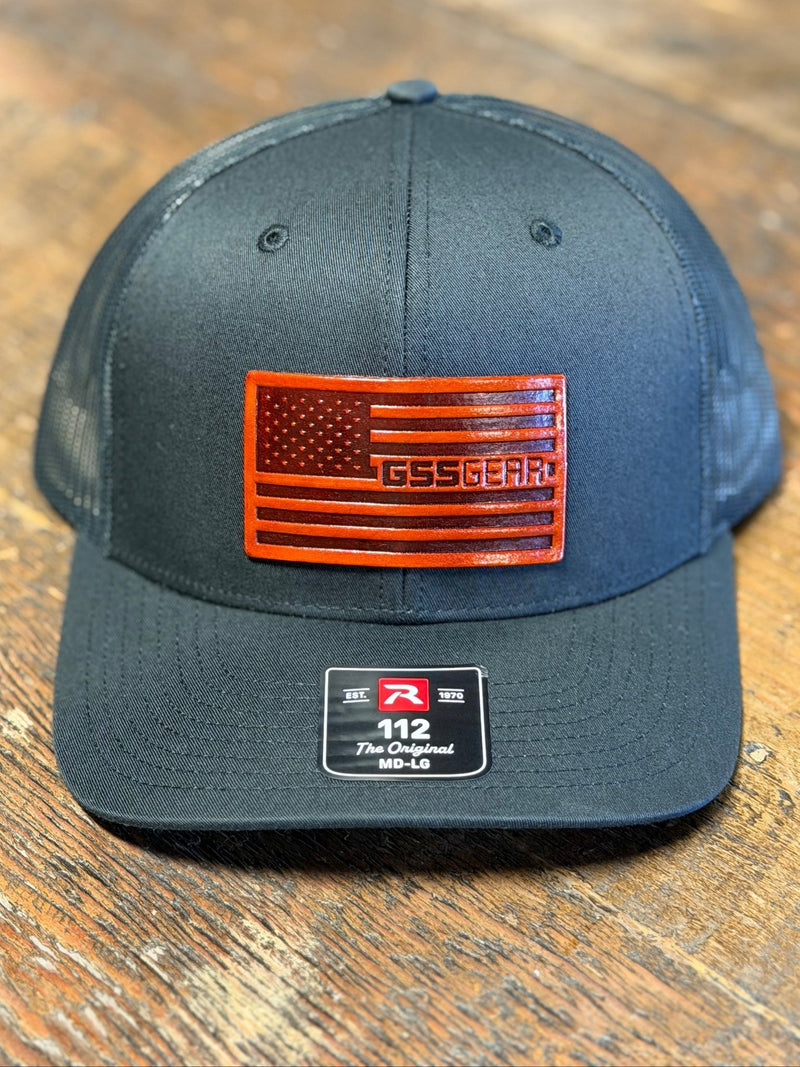 GSS GEAR - GSS Leather American Flag Patch Hat - Black - GSS Gear FWB