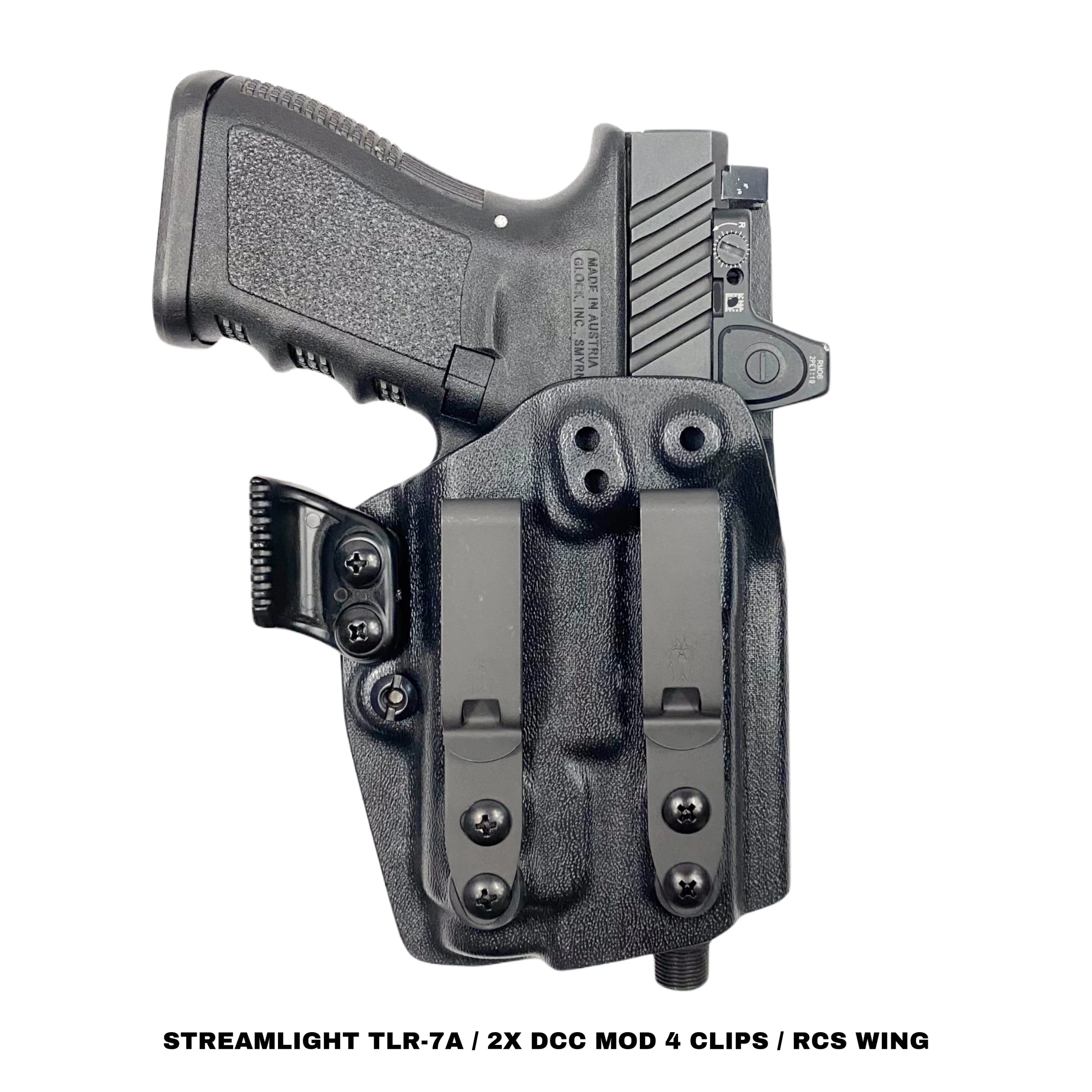 GL940 IWB HOLSTER| RH LIGHT BEARING/2X 1.5" DCC MOD 4 CLIPS W/ RCS VANGUARD CLAW