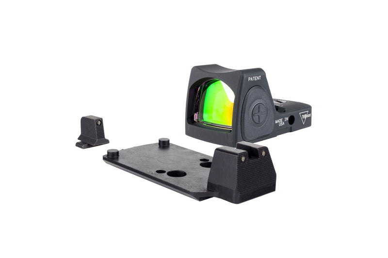 TRIJICON - RMR® Type 2 Sight Adjustable LED 3.25 MOA Red Dot with Suppressor/Optic Height Sight Set — Black Front/Black Rear with Green Lamps for SIG M17/M18 - GSS Gear FWB