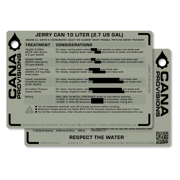 SINGLE WATER DATA CARD (4"x6")