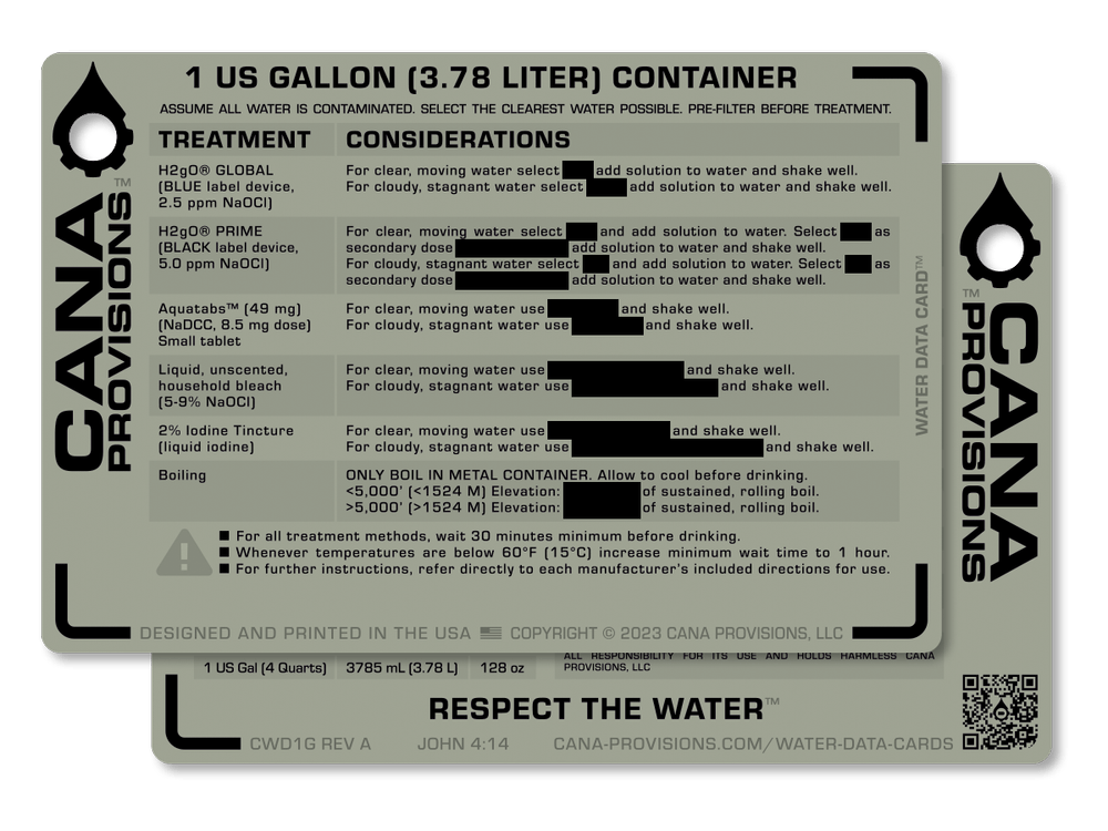 SINGLE WATER DATA CARD (4"x6")