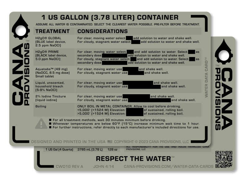 SINGLE WATER DATA CARD (4"x6")