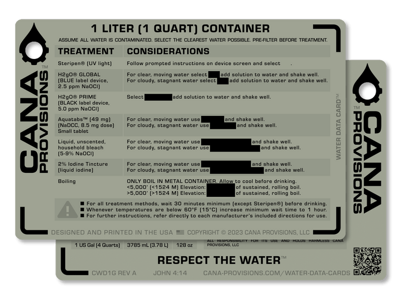 SINGLE WATER DATA CARD (4"x6")
